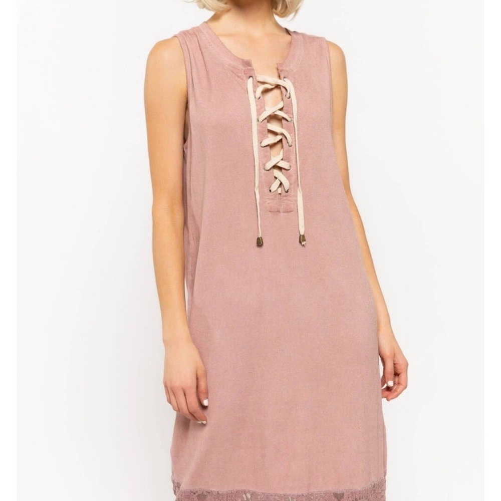 NWOT POL Pink Lace Tank Dress Size S